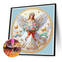 Load image into Gallery viewer, Angel Girl In White Holding Flowers 30*30CM(Canvas) Full Round Drill Diamond Painting
