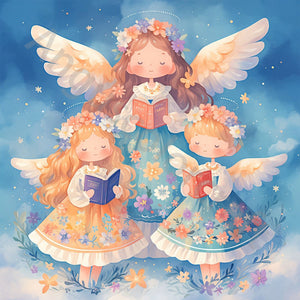 Three Angel Little Girls 30*30CM(Canvas) Full Round Drill Diamond Painting