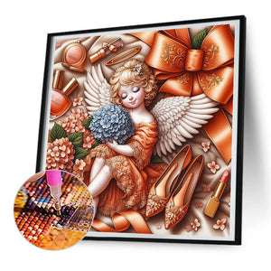 Orange Hydrangea Angel Girl 30*30CM(Canvas) Full Round Drill Diamond Painting