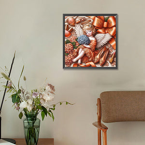 Orange Hydrangea Angel Girl 30*30CM(Canvas) Full Round Drill Diamond Painting