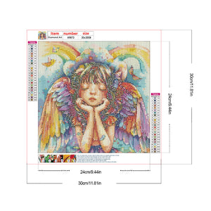 Colorful Feather Rainbow Angel Girl 30*30CM(Canvas) Full Round Drill Diamond Painting