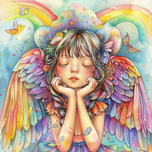 Load image into Gallery viewer, Colorful Feather Rainbow Angel Girl 30*30CM(Canvas) Full Round Drill Diamond Painting
