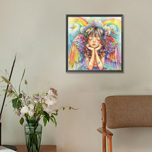 Load image into Gallery viewer, Colorful Feather Rainbow Angel Girl 30*30CM(Canvas) Full Round Drill Diamond Painting
