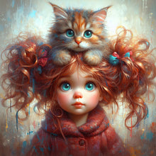 Load image into Gallery viewer, Kitten Curly Girl 30*30CM(Canvas) Full Round Drill Diamond Painting
