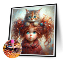 Load image into Gallery viewer, Kitten Curly Girl 30*30CM(Canvas) Full Round Drill Diamond Painting
