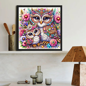 Pearl Double Owl 40*40CM(Canvas) Full Round Drill Diamond Painting