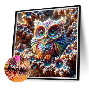 Patterned Cat-Eye Owl 40*40CM(Canvas) Full Round Drill Diamond Painting