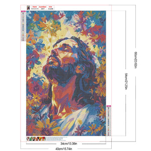 Floral Jesus 40*60CM(Canvas) Full Round Drill Diamond Painting