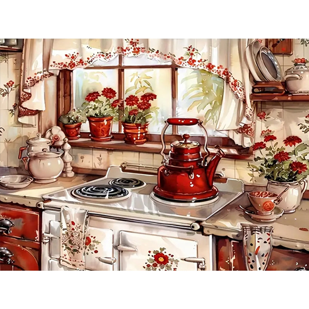 Warm Kitchen 40*30CM(Canvas) Full Round Drill Diamond Painting