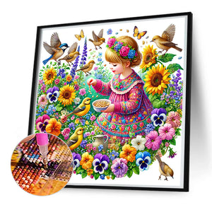 Spring Girl 50*50CM(Canvas) Full Round Drill Diamond Painting