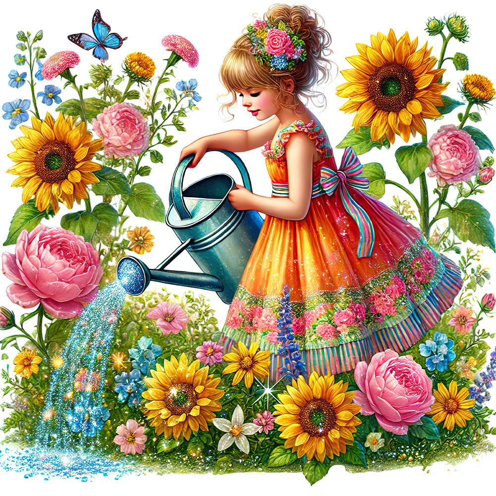 Spring Girl 50*50CM(Canvas) Full Round Drill Diamond Painting