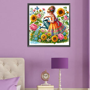 Spring Girl 50*50CM(Canvas) Full Round Drill Diamond Painting