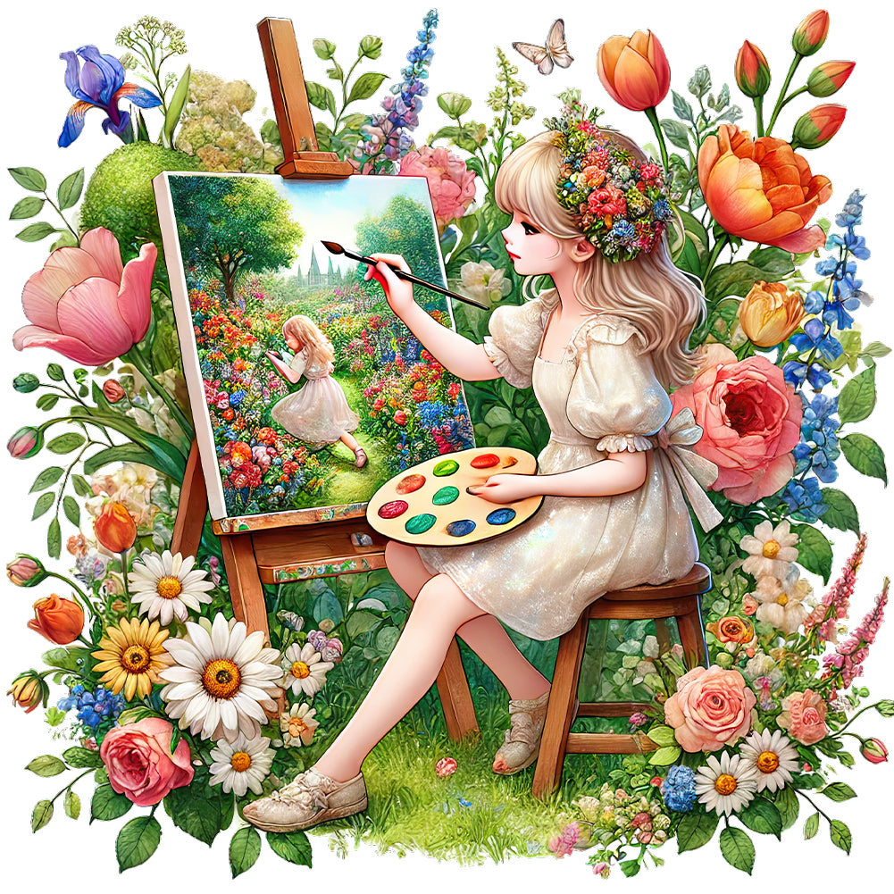 Spring Girl 50*50CM(Canvas) Full Round Drill Diamond Painting