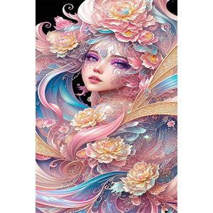 Hibiscus Girl 50*75CM(Picture) Full Square Drill Diamond Painting