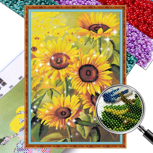 Romantic Sunflower - Full  9CT Stamped Cross Stitch - Bead Embroidery 39x57CM/15.35x22.44in