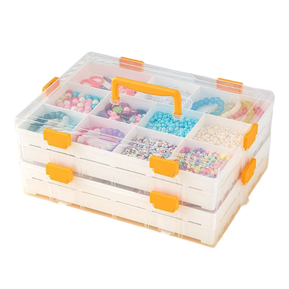 4 Layers Plastic Bead Storage Box DIY Art Craft Accessory Organizer Case(Orange)