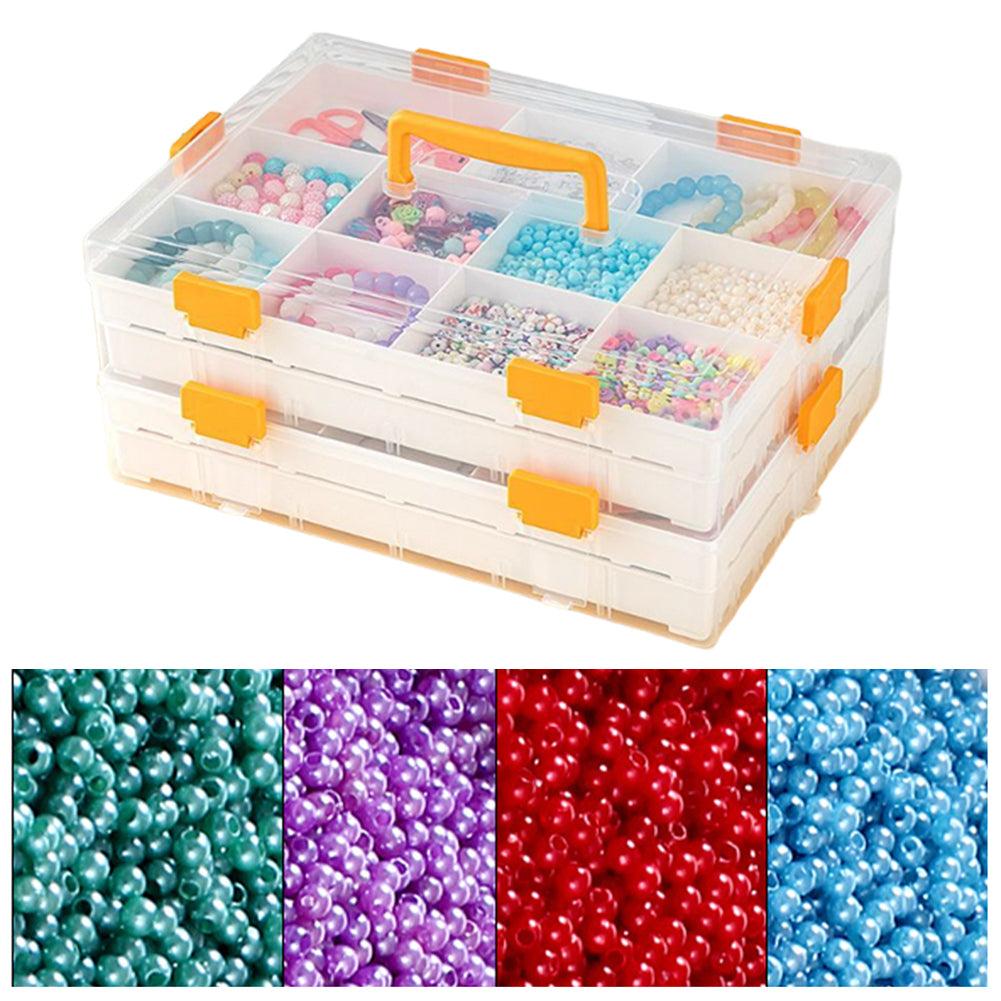 4 Layers Plastic Bead Storage Box DIY Art Craft Accessory Organizer Case(Orange)