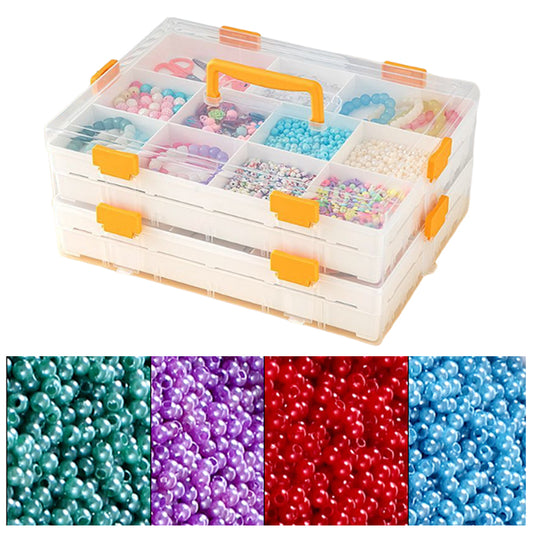 4 Layers Plastic Bead Storage Box DIY Art Craft Accessory Organizer Case(Orange)