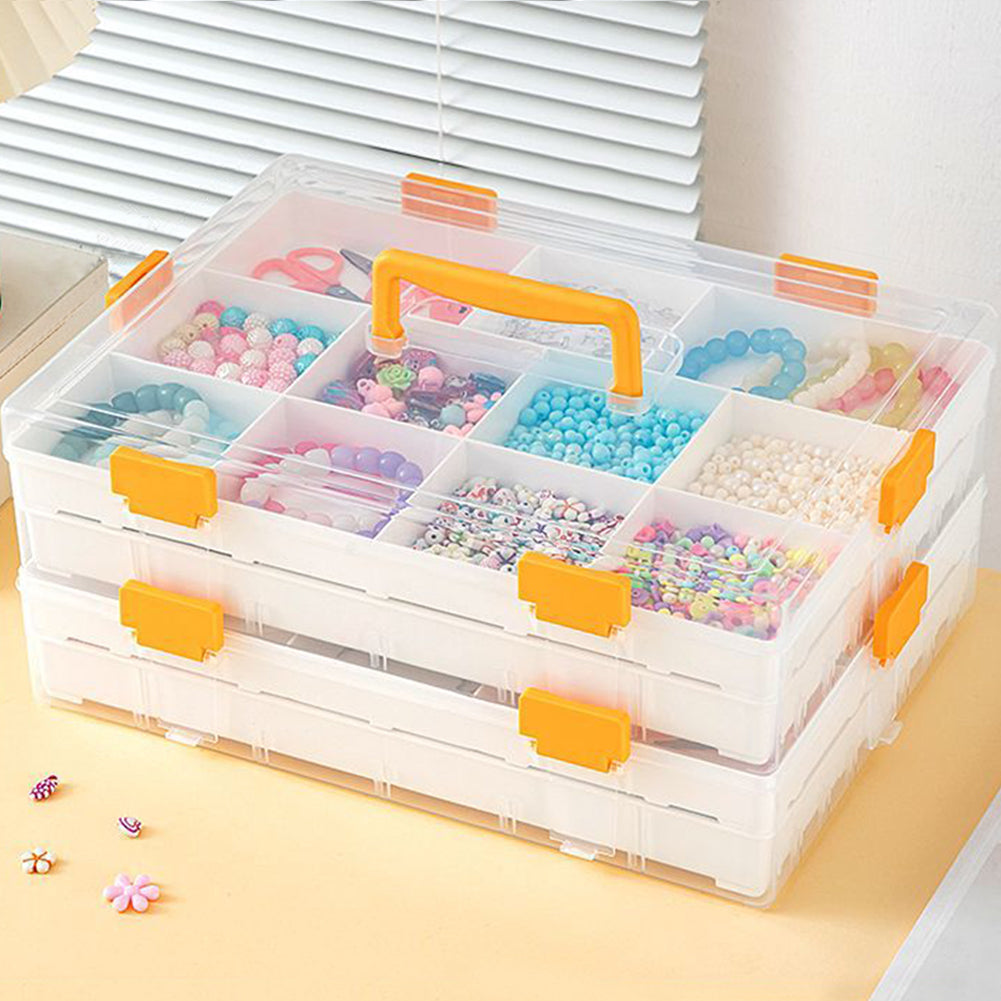 4 Layers Plastic Bead Storage Box DIY Art Craft Accessory Organizer Case(Orange)