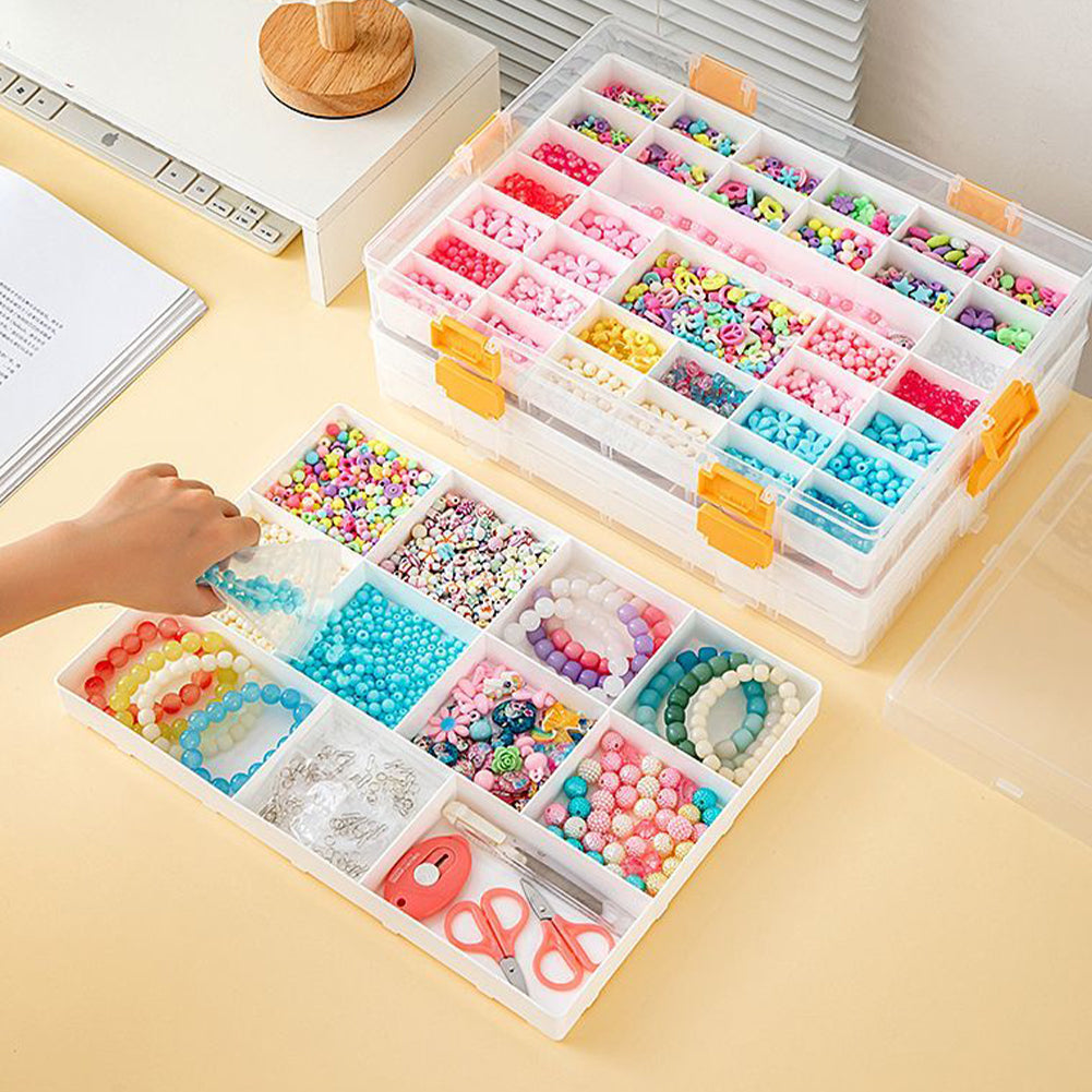 4 Layers Plastic Bead Storage Box DIY Art Craft Accessory Organizer Case(Orange)