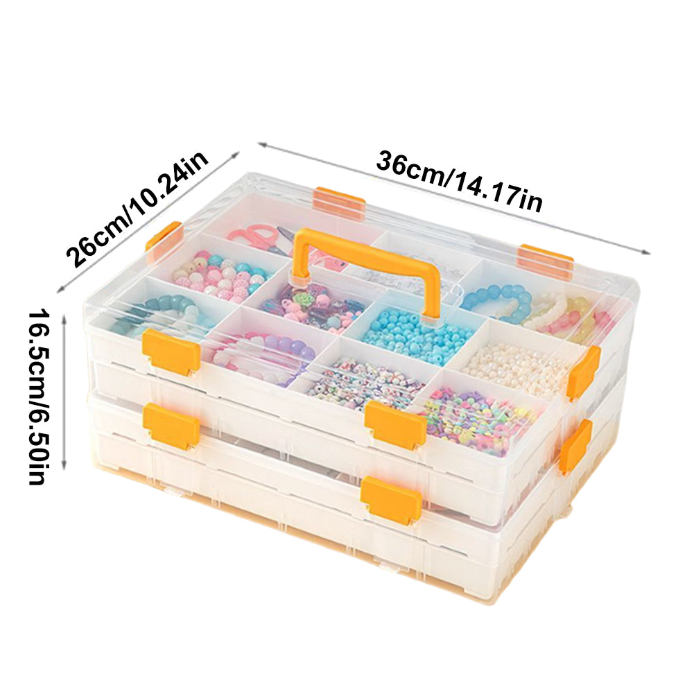 4 Layers Plastic Bead Storage Box DIY Art Craft Accessory Organizer Case(Orange)