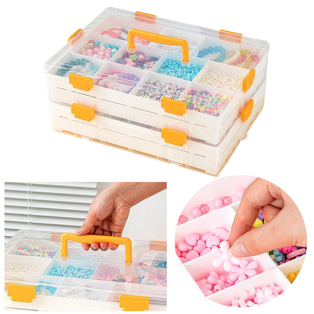 4 Layers Plastic Bead Storage Box DIY Art Craft Accessory Organizer Case(Orange)