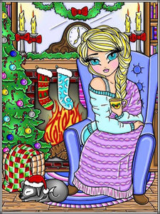 Christmas Blonde Girl 40*50CM(Canvas) Full Round Drill Diamond Painting