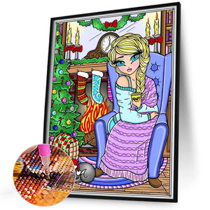 Christmas Blonde Girl 40*50CM(Canvas) Full Round Drill Diamond Painting