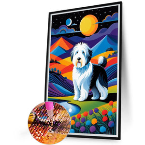 Geometric Dog 40*60CM(Canvas) Full Round Drill Diamond Painting