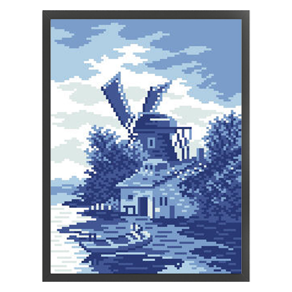 Unique Scenery - Full  9CT Stamped Cross Stitch - Bead Embroidery 24x35CM/9.45x13.78in