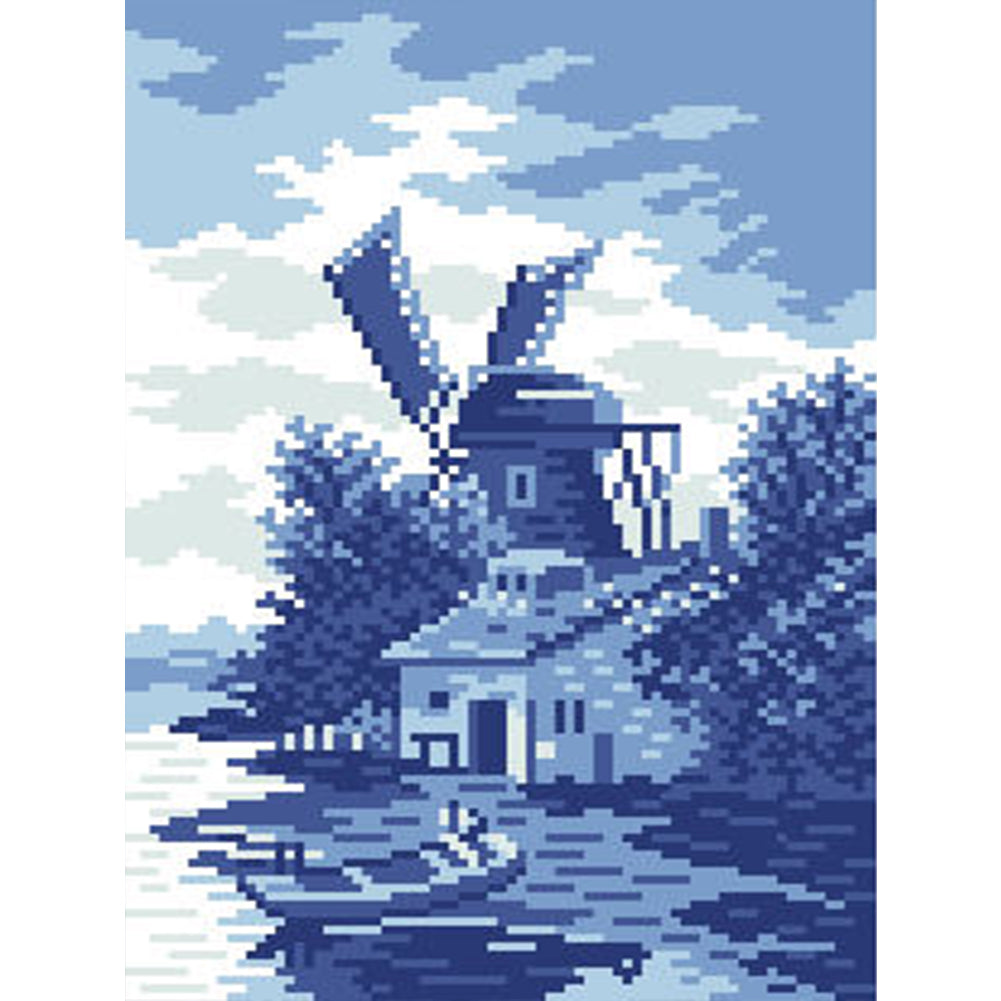 Unique Scenery - Full  9CT Stamped Cross Stitch - Bead Embroidery 24x35CM/9.45x13.78in