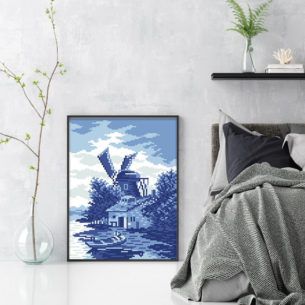 Unique Scenery - Full  9CT Stamped Cross Stitch - Bead Embroidery 24x35CM/9.45x13.78in
