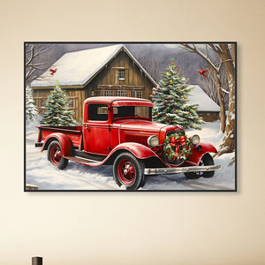 Red Classic Car 40*30CM(Canvas) Full Round Drill Diamond Painting