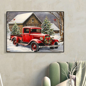 Red Classic Car 40*30CM(Canvas) Full Round Drill Diamond Painting