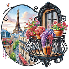 Load image into Gallery viewer, The Garden Balcony With A View Of The Eiffel Tower 30*30CM(Canvas) Partial Special Shaped Drill Diamond Painting
