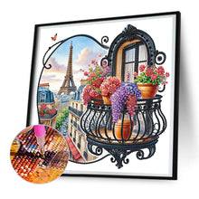 Load image into Gallery viewer, The Garden Balcony With A View Of The Eiffel Tower 30*30CM(Canvas) Partial Special Shaped Drill Diamond Painting
