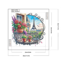 Load image into Gallery viewer, The Garden Balcony With A View Of The Eiffel Tower 30*30CM(Canvas) Partial Special Shaped Drill Diamond Painting
