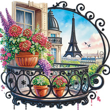 Load image into Gallery viewer, The Garden Balcony With A View Of The Eiffel Tower 30*30CM(Canvas) Partial Special Shaped Drill Diamond Painting
