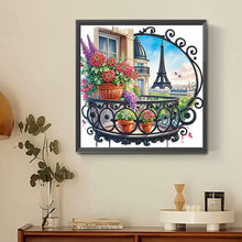 Load image into Gallery viewer, The Garden Balcony With A View Of The Eiffel Tower 30*30CM(Canvas) Partial Special Shaped Drill Diamond Painting
