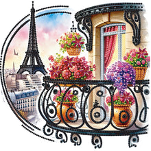 Load image into Gallery viewer, The Garden Balcony With A View Of The Eiffel Tower 30*30CM(Canvas) Partial Special Shaped Drill Diamond Painting
