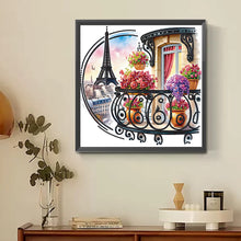 Load image into Gallery viewer, The Garden Balcony With A View Of The Eiffel Tower 30*30CM(Canvas) Partial Special Shaped Drill Diamond Painting
