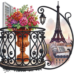 The Garden Balcony With A View Of The Eiffel Tower 30*30CM(Canvas) Partial Special Shaped Drill Diamond Painting