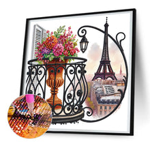 Load image into Gallery viewer, The Garden Balcony With A View Of The Eiffel Tower 30*30CM(Canvas) Partial Special Shaped Drill Diamond Painting
