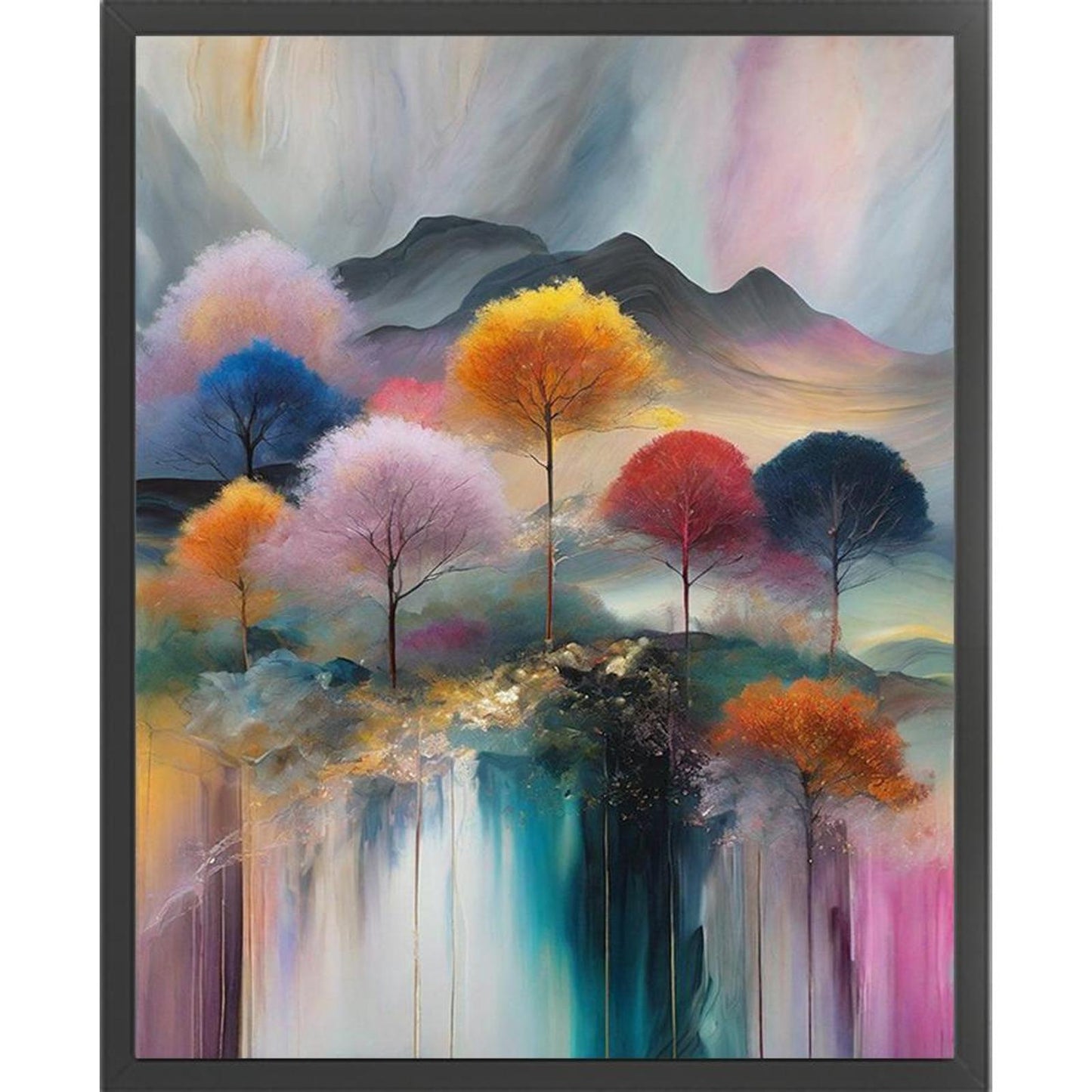 Colorful Forest Mountain - Full 14CT Stamped Cross Stitch 40x50CM - Huacan
