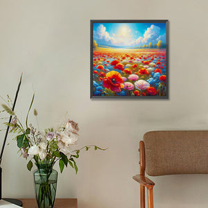 Clear Sky And Sea Of Flowers 30*30CM(Canvas) Full Round Drill Diamond Painting