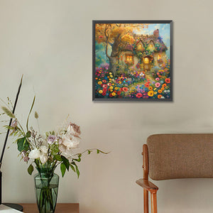 A Quaint Cottage Among Flowers 30*30CM(Canvas) Full Round Drill Diamond Painting