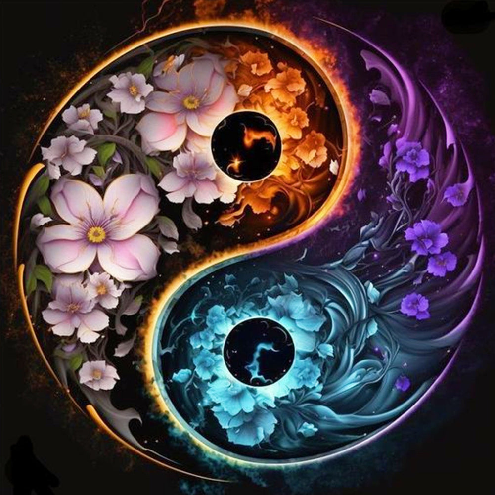 Tai Chi & Flowers - Full 11CT Stamped Cross Stitch 40x40CM - Huacan