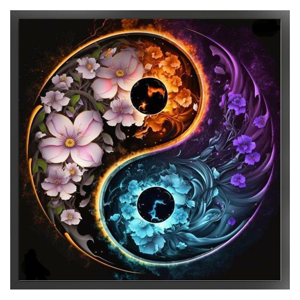Tai Chi & Flowers - Full 11CT Stamped Cross Stitch 40x40CM - Huacan