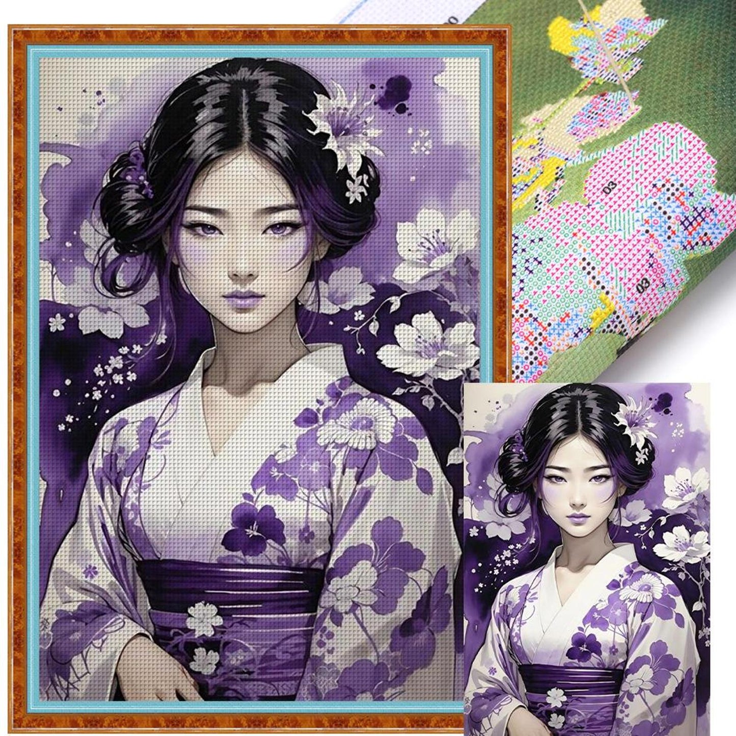 Japanese Retro Woman - Full 11CT Stamped Cross Stitch 40x60CM - Yishu