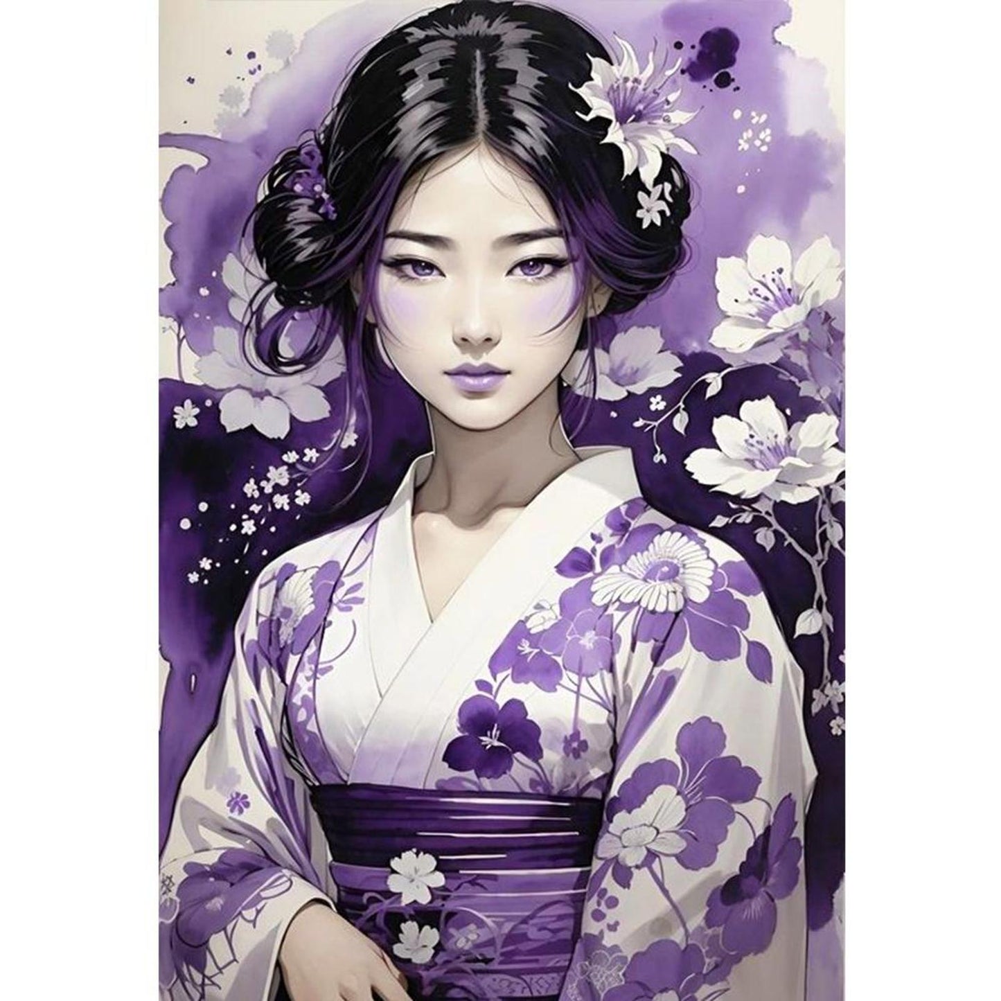 Japanese Retro Woman - Full 11CT Stamped Cross Stitch 40x60CM - Yishu